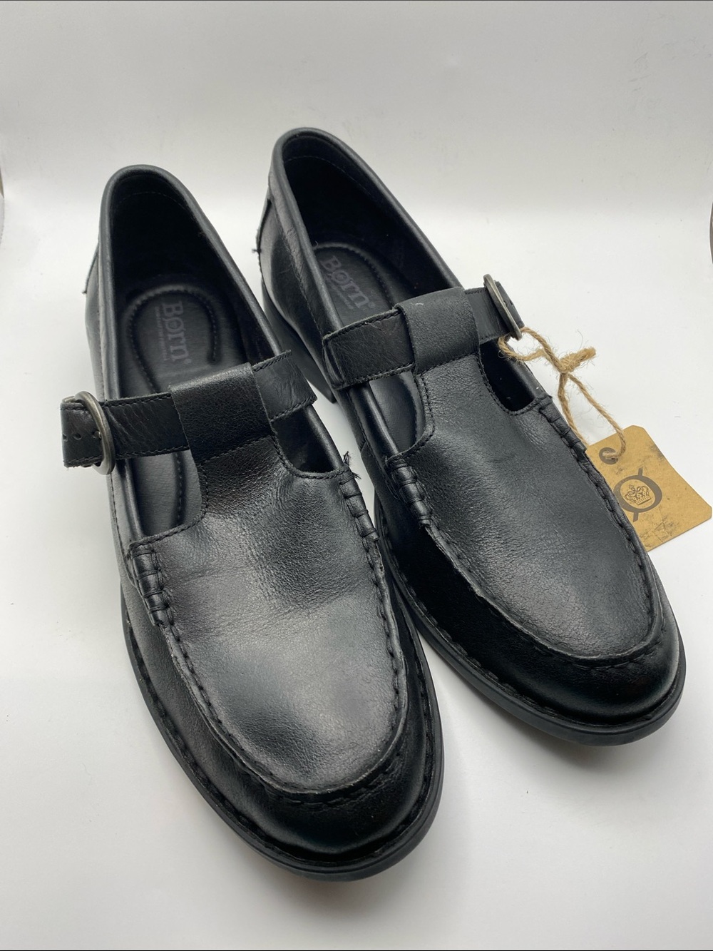 Born Black Leather T-Strap Loafers for Men